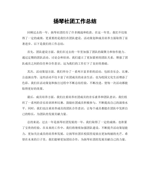 扬琴社团工作总结