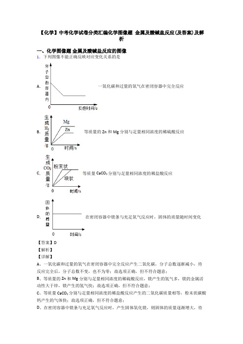 【化学】中考化学试卷分类汇编化学图像题 金属及酸碱盐反应(及答案)及解析