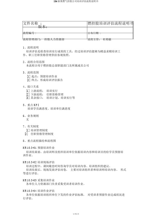 IBM新奥燃气控股集团培训评估流程说明书