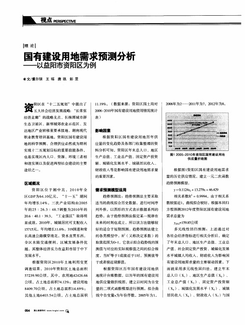 国有建设用地需求预测分析——以益阳市资阳区为例