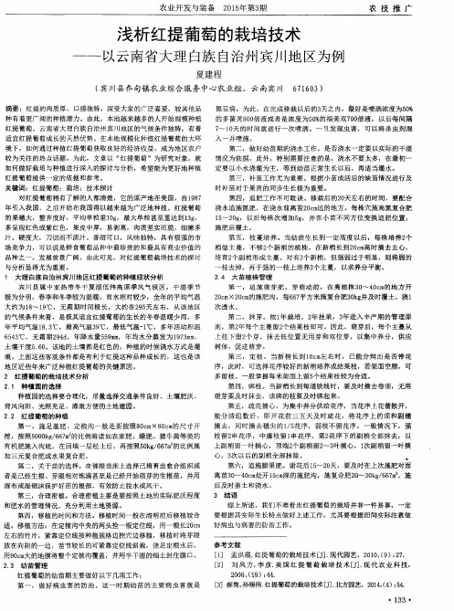 浅析红提葡萄的栽培技术—以云南省大理白族自治州宾川地区为例