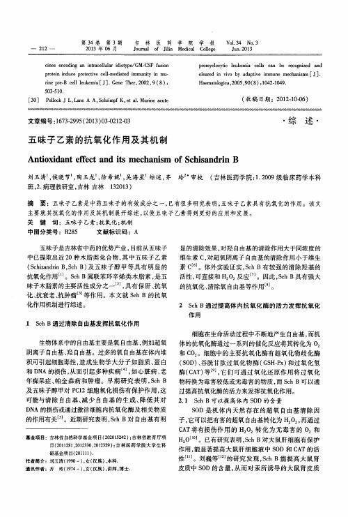 五味子乙素的抗氧化作用及其机制