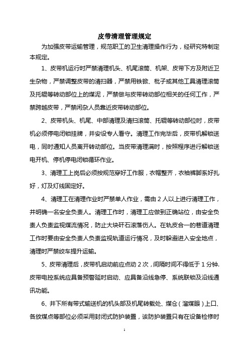 皮带清理规定
