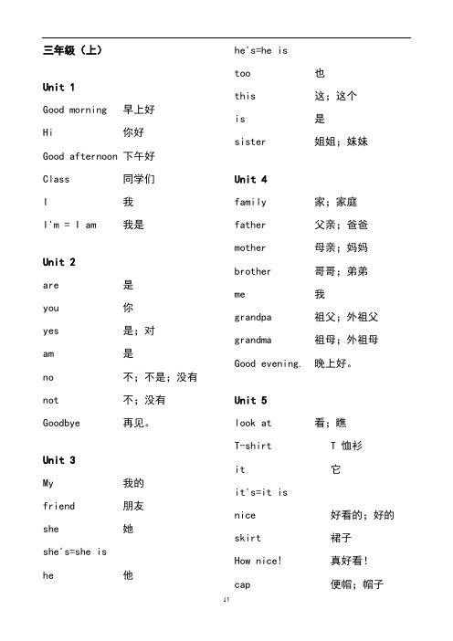 苏教版小学英语单词汇总(译林版)