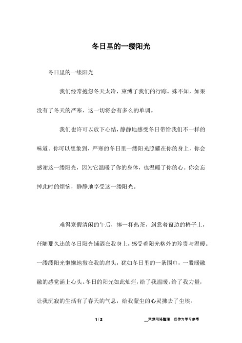 冬日里的一缕阳光