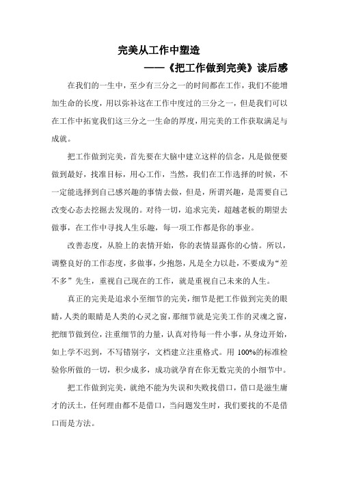 《把工作做到完美》读后感