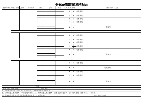 春节值班表