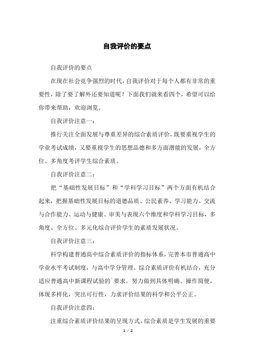 自我评价的要点