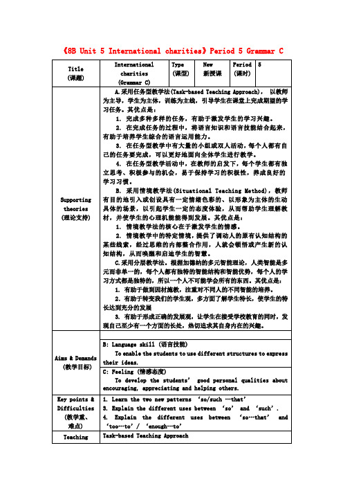 八年级英语下册《8B Unit 5 International charities》Period 5 Grammar C教案 牛津版
