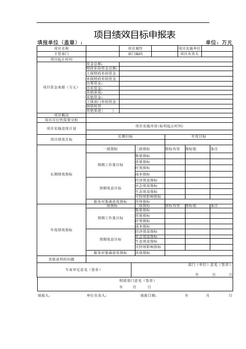 陕西省项目绩效相关申报表格