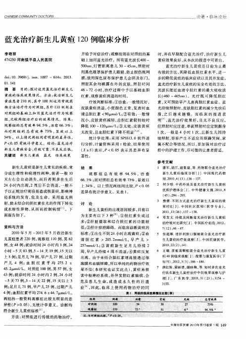蓝光治疗新生儿黄疸120例临床分析