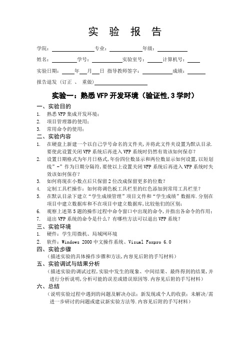 VFP实验报告