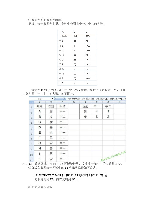 SUMPRODUCT函数计算原理