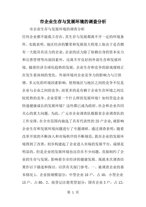 市企业生存与发展环境的调查分析--word范文资料