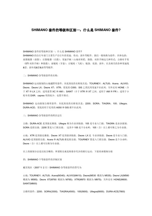 shimanuo套件等级
