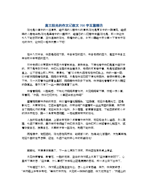 高三阳光的作文记叙文700字五篇精选