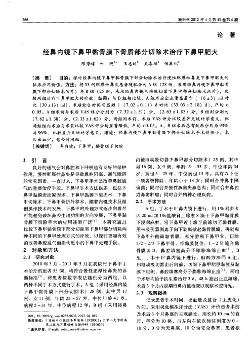 经鼻内镜下鼻甲黏骨膜下骨质部分切除术治疗下鼻甲肥大