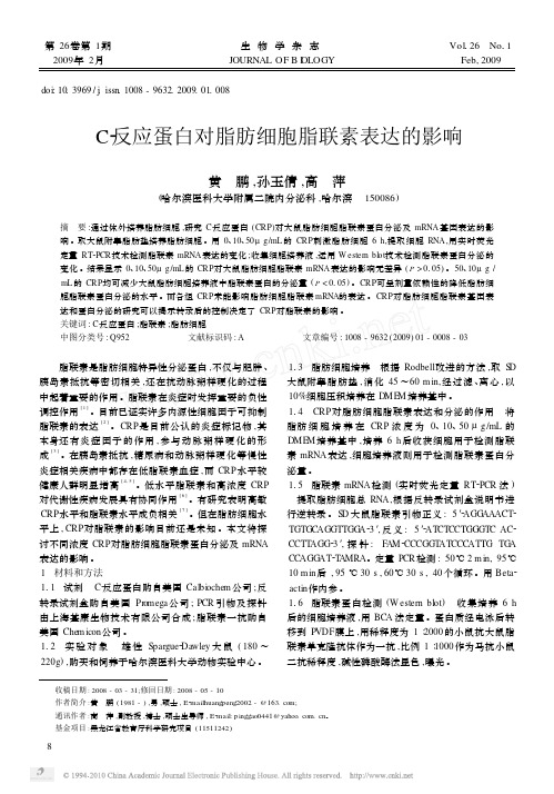 C_反应蛋白对脂肪细胞脂联素表达的影响