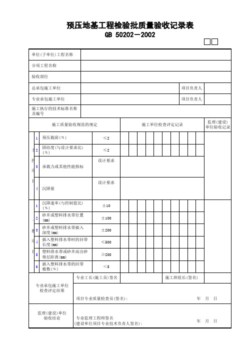 08预压地基工程检验批质量验收记录表GD24010308