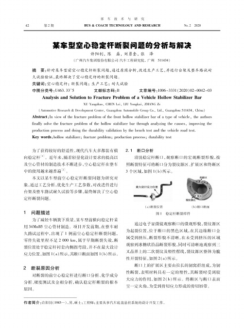 某车型空心稳定杆断裂问题的分析与解决