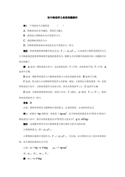 浮力经典例题(强烈推荐)