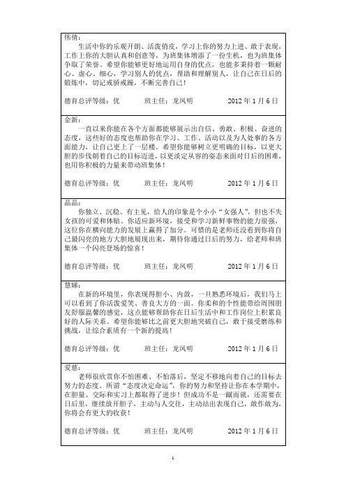 新德育考核表模板
