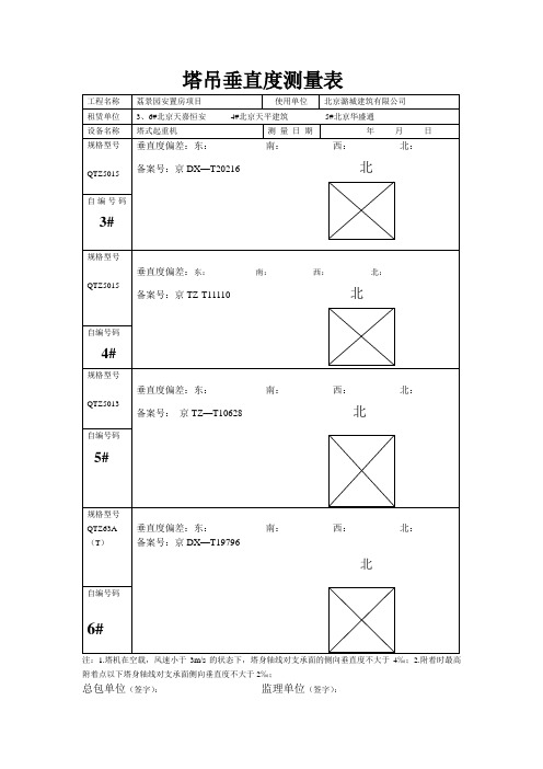 塔吊垂直度测量单(表格)