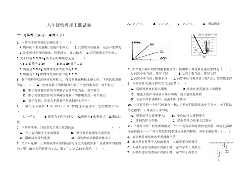 新人教版2012_2013八年级下物理期末测试卷
