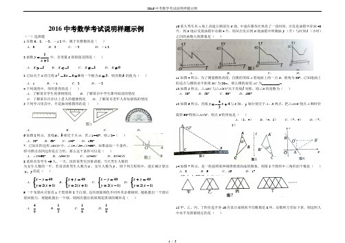 2016中考数学考试说明样题示例