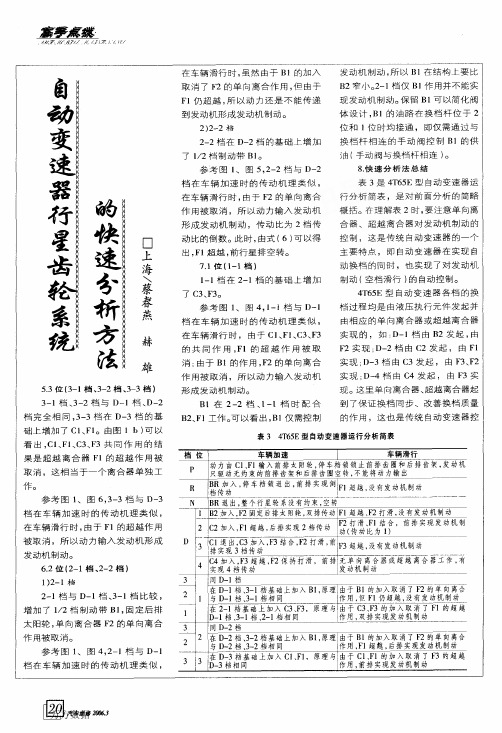 自动变速器行星齿轮系统的快速分析方法