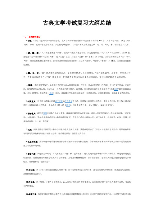 重邮古典文学考试复习大纲答案总结