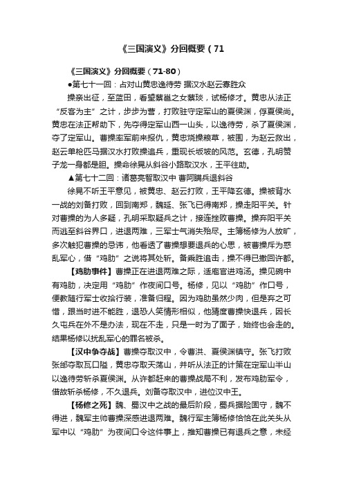 《三国演义》分回概要（71