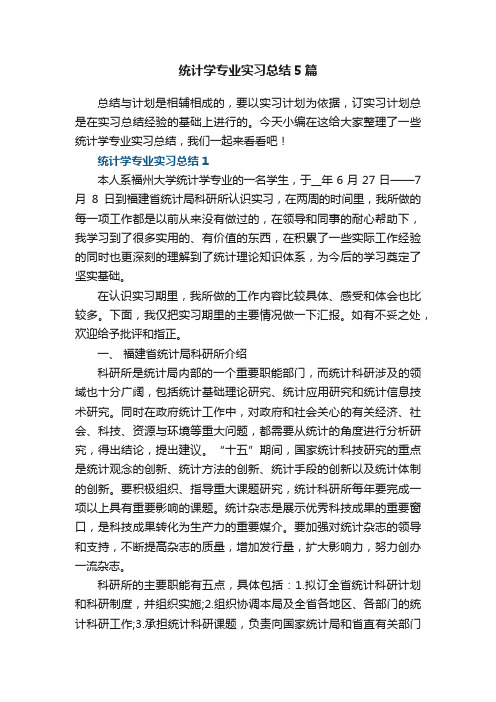 统计学专业实习总结精选5篇