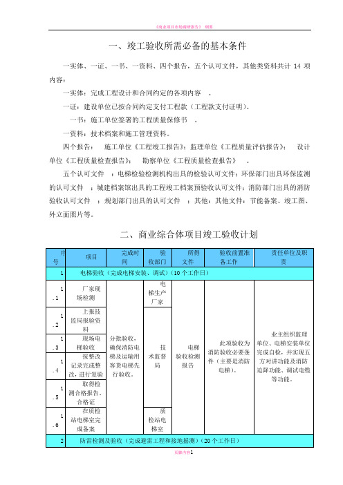 商业综合体项目竣工验收计划