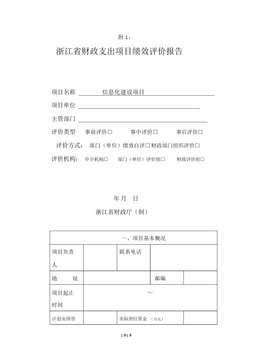 信息化建设项目绩效评价报告