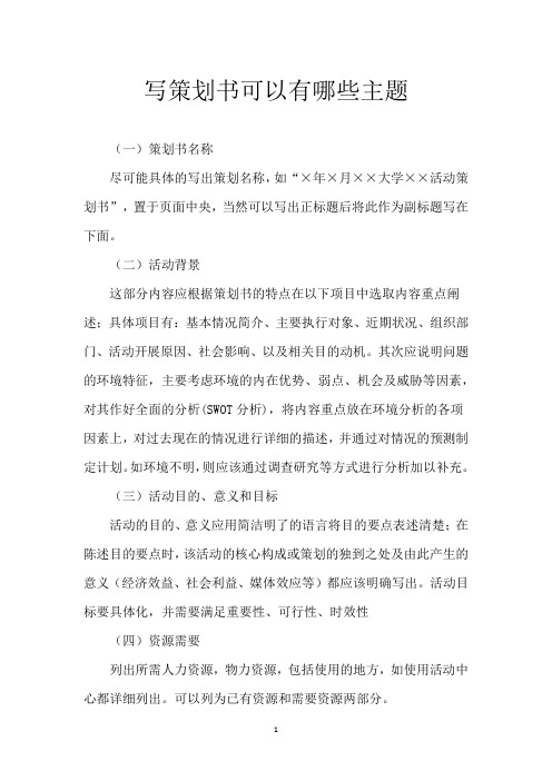 写策划书可以有哪些主题