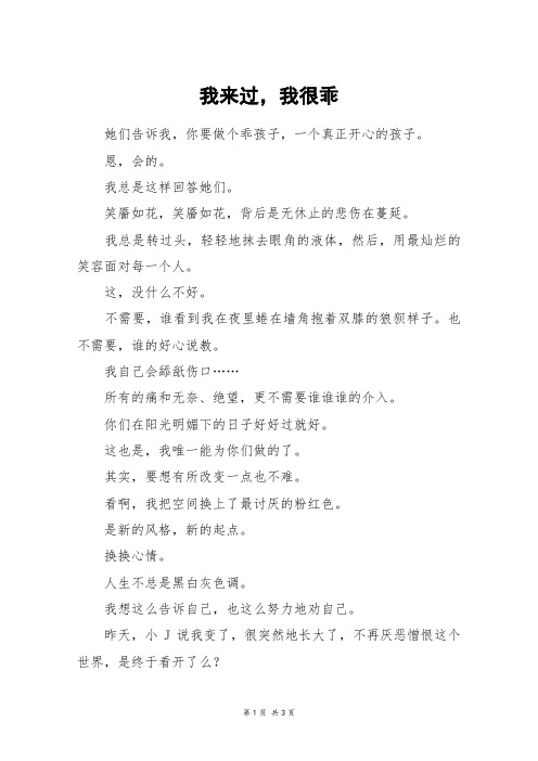 我来过,我很乖_高二作文