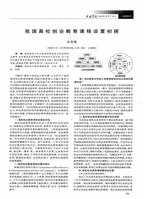 我国高校创业教育课程设置初探