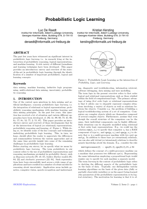 Probabilistic Logic Learning