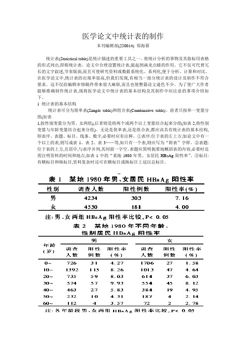 统计表的制作