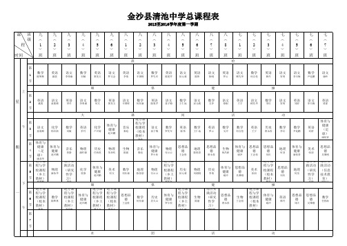 2015年秋季清池中学最新课表