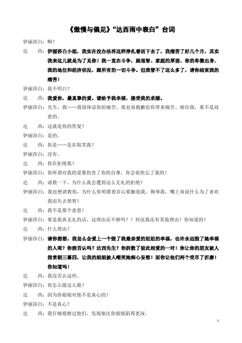 《傲慢与偏见》经典台词