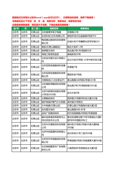 2020新版北京市北京市石景山区数码有限公司工商企业公司商家名录名单黄页联系电话号码地址大全22家