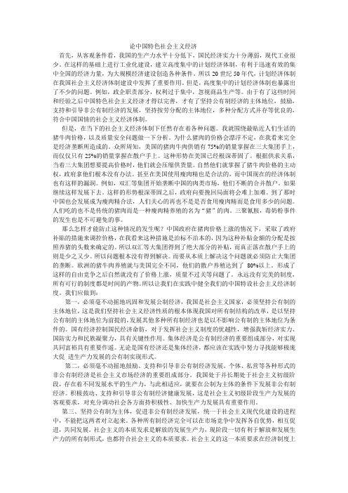 论中国特色社会主义经济毛概论文