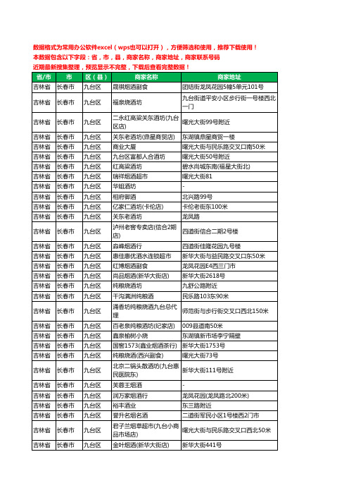 2020新版吉林省长春市九台区烟酒工商企业公司商家名录名单黄页联系电话号码地址大全153家