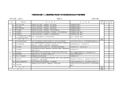 6-全资子公司及其他单位安全生产目标考核表