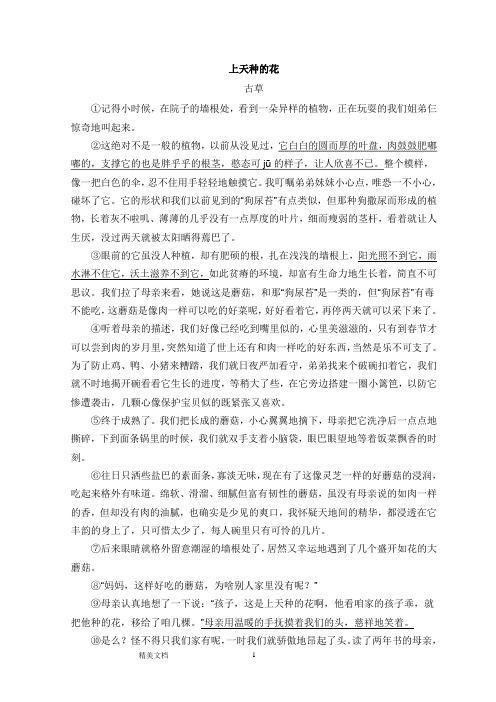 阅读分析-上天种的花