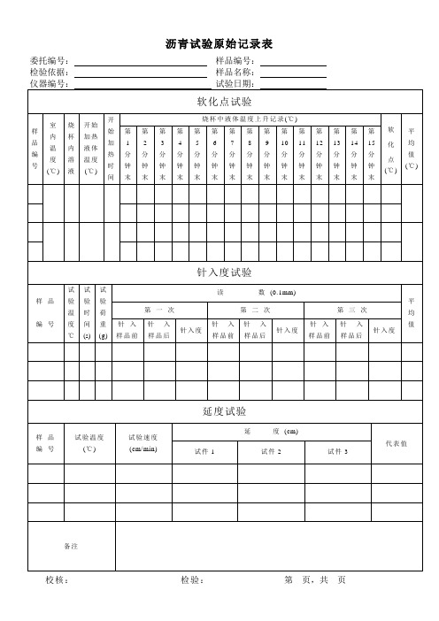 沥青试验原始记录表