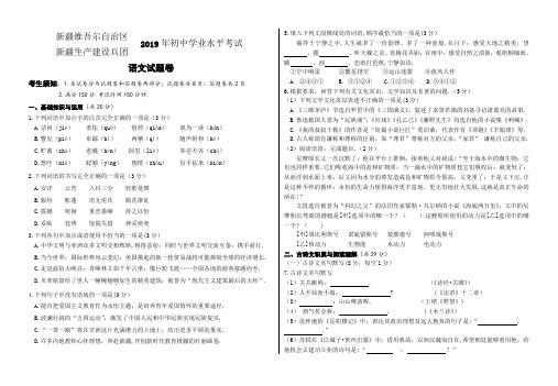 最新2019年新疆中考语文试卷