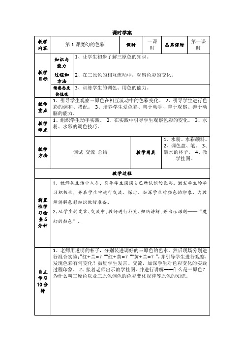 三年级美术上册教案(表格)